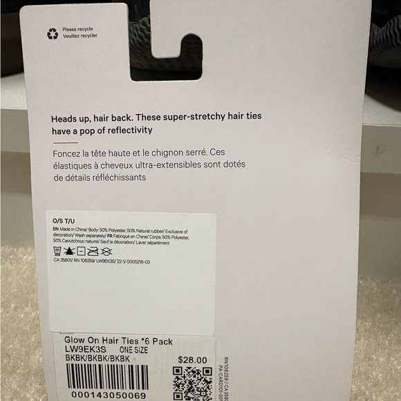 Lululemon Black Glow On Hair Ties 6pk BLK - Picture 3 of 4